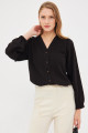 Kadın Siyah Kolu Lastikli Bürümcük Gömlek ARM-24K001002 Kadın Siyah Kolu Lastikli Bürümcük Gömlek ARM-24K001002