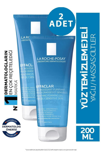 Effaclar Yüz Temizleme Jeli Yağlı/Akneye Eğilim Gösteren Ciltler 200 ml X 2 Effaclar Yüz Temizleme Jeli Yağlı/Akneye Eğilim Gösteren Ciltler 200 ml X 2