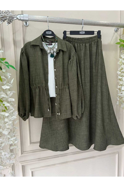 tesettür etekli takım keten balon kol tesettür etekli takım keten balon kol