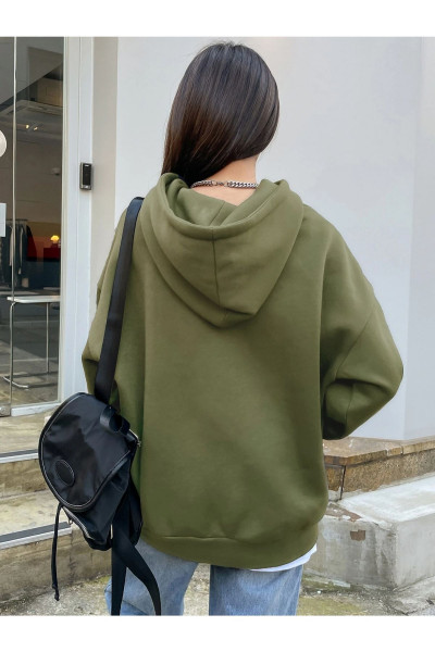 Kadın Yeşil Better Baskılı Oversize Kapüşonlu Sweatshirt Kadın Yeşil Better Baskılı Oversize Kapüşonlu Sweatshirt