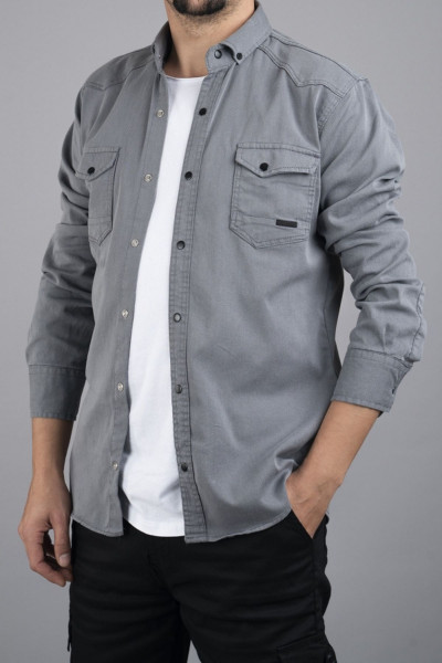 Slim Fit Erkek Pamuklu Kot Gömlek Slim Fit Erkek Pamuklu Kot Gömlek