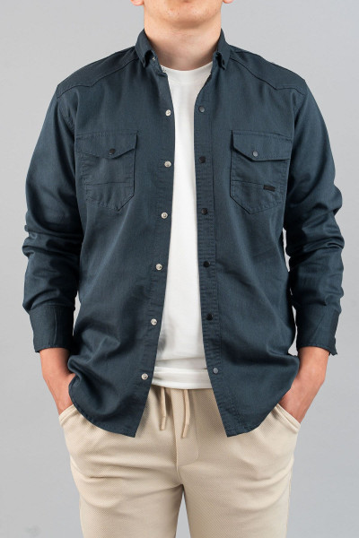 Slim Fit Erkek Kot Gömlek Buz Mavisi Slim Fit Erkek Kot Gömlek Buz Mavisi