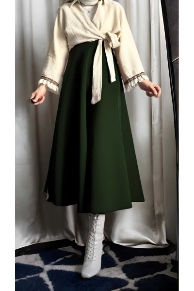 Puf Scuba Zümrüt Etek Puf Scuba Zümrüt Etek