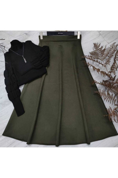 Süet Kumaş Çan model Kloş etek