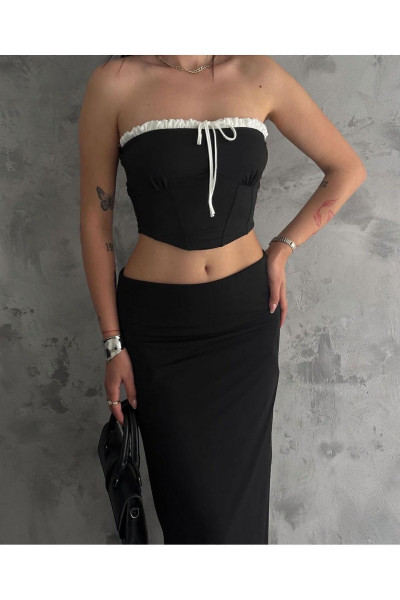 Lizaa Vintage Bağcık ve Korse Detay Crop Lizaa Vintage Bağcık ve Korse Detay Crop