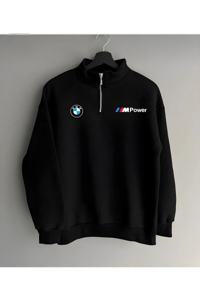 Yarım Fermuarlı Spor Baskılı Pamuklu Tekli Sweatshirt Yarım Fermuarlı Spor Baskılı Pamuklu Tekli Sweatshirt