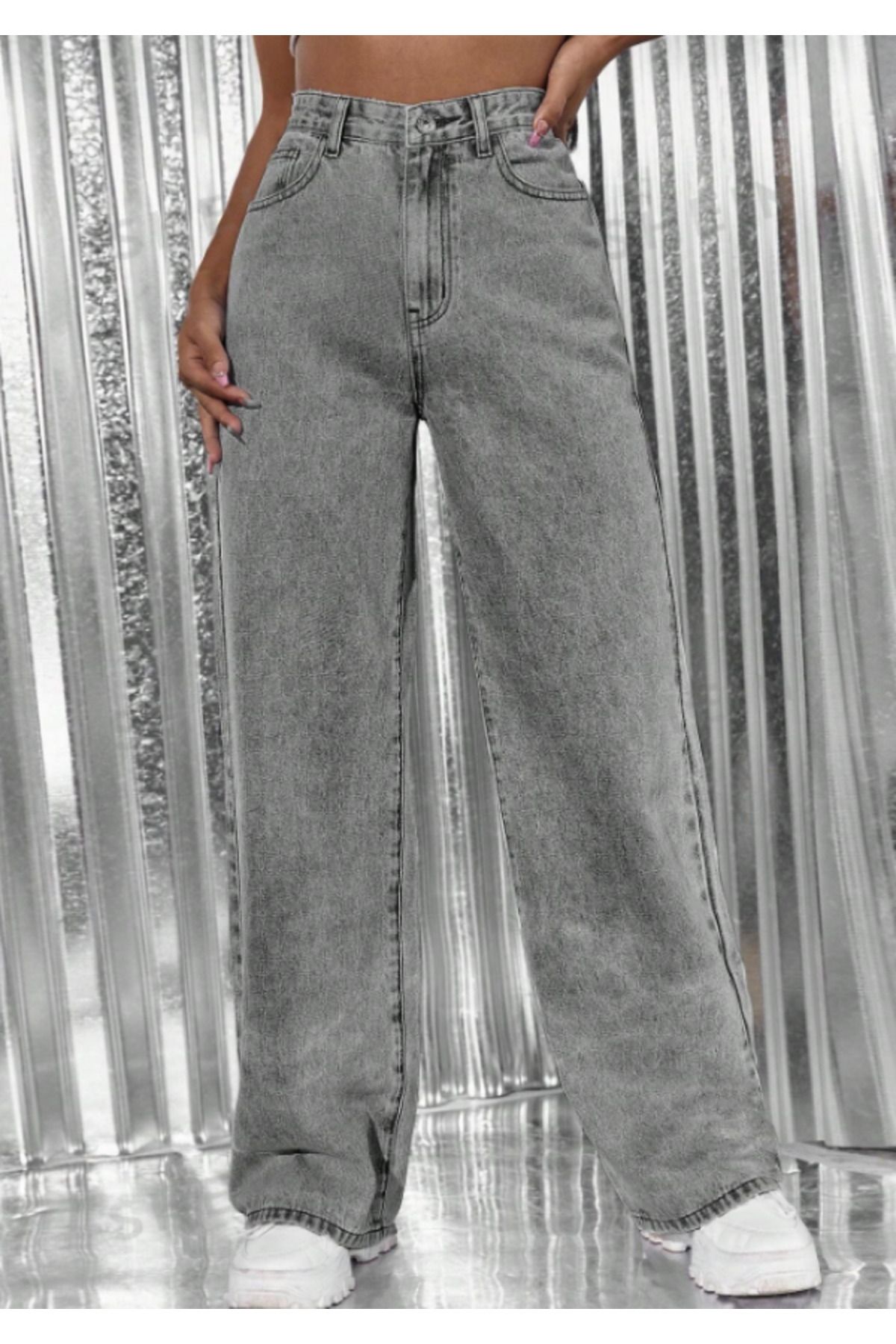 Yüksek Bel Bol Paça Denim Kot Pantolon Bol Kesim Palazzo Kot Pantolon Yüksek Bel Bol Paça Denim Kot Pantolon Bol Kesim Palazzo Kot Pantolon