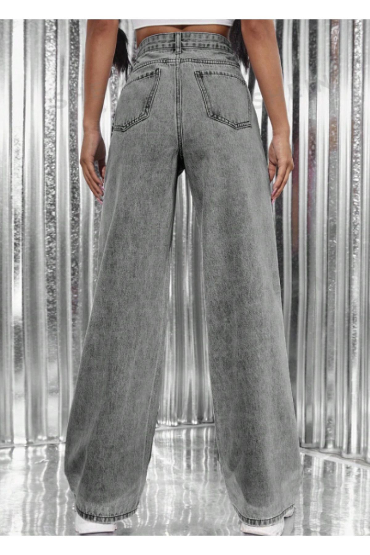 Yüksek Bel Bol Paça Denim Kot Pantolon Bol Kesim Palazzo Kot Pantolon Yüksek Bel Bol Paça Denim Kot Pantolon Bol Kesim Palazzo Kot Pantolon