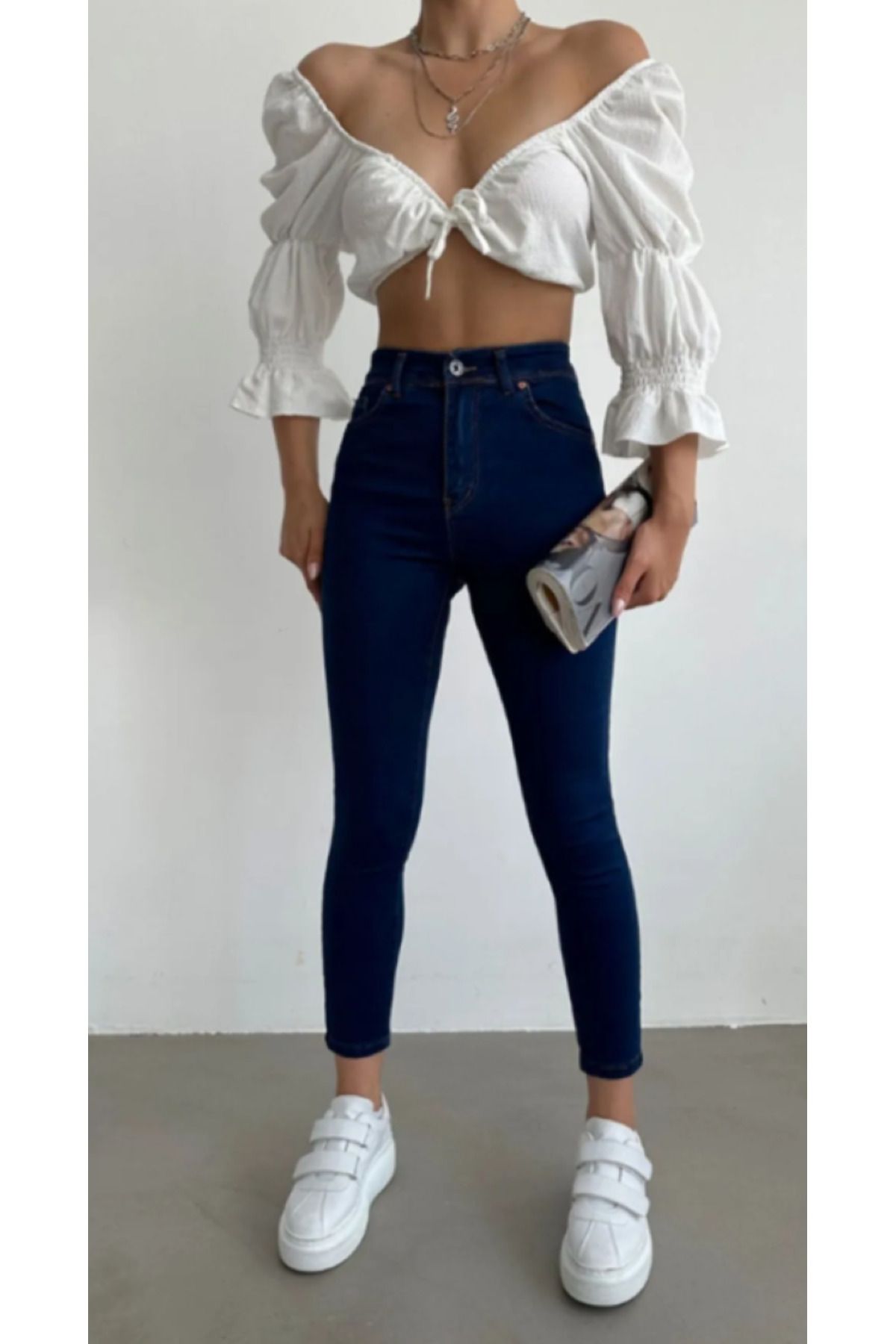 Koyu Mavi Toparlayıcı Solmaz Kumaş Yüksek Bel İnceltici Etki  Skinny Jean Koyu Mavi Toparlayıcı Solmaz Kumaş Yüksek Bel İnceltici Etki  Skinny Jean