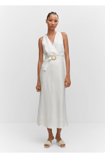 Kemerli Keten Elbise Kemerli Keten Elbise