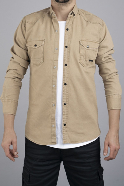 Slim Fit Erkek Pamuklu Kot Gömlek Slim Fit Erkek Pamuklu Kot Gömlek