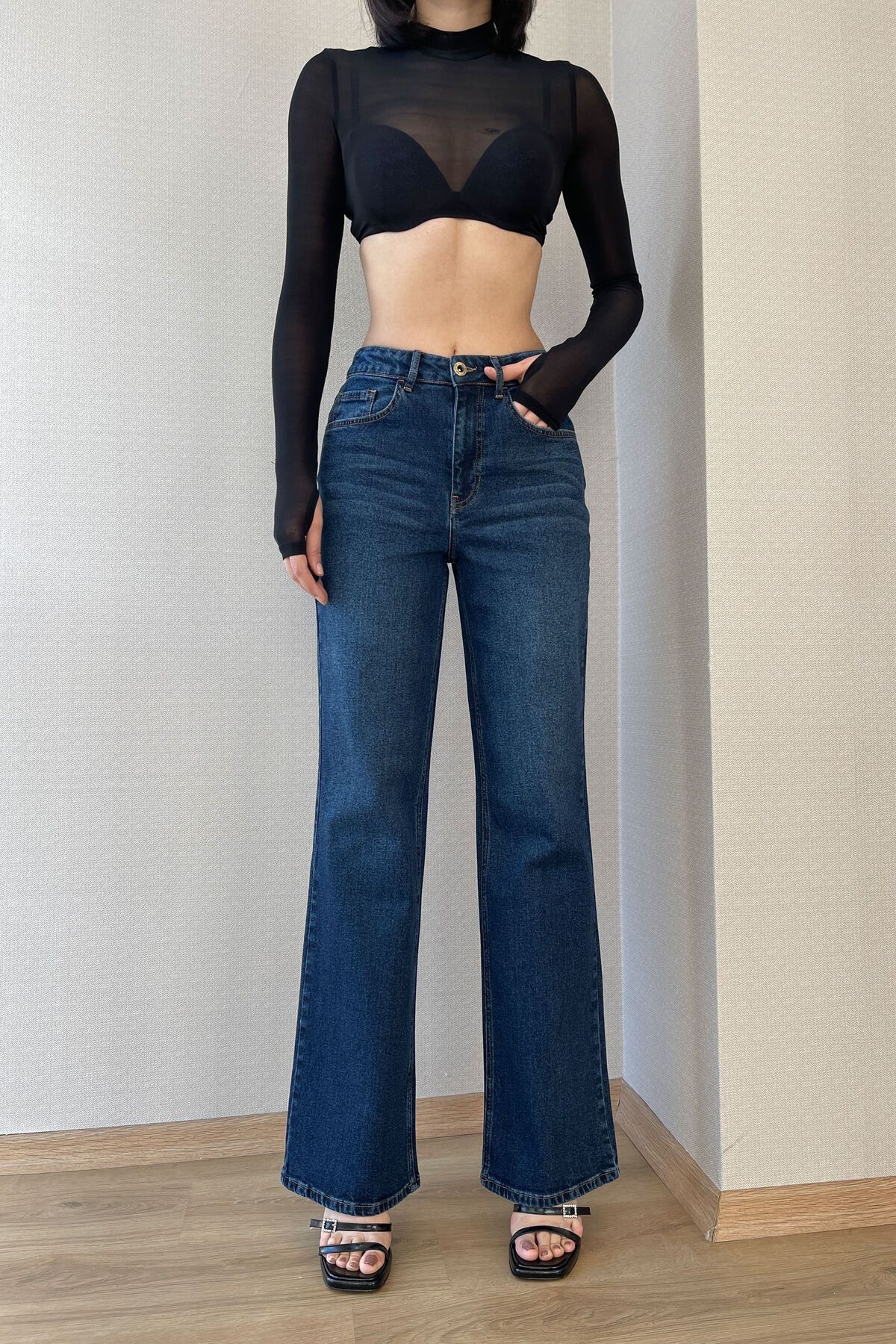 Koyu Mavi Kadın Wide Leg Jean Yüksek Bel Palazzo Likralı Esnek Kot Pantolon Jessica-kymavi Koyu Mavi Kadın Wide Leg Jean Yüksek Bel Palazzo Likralı Esnek Kot Pantolon Jessica-kymavi