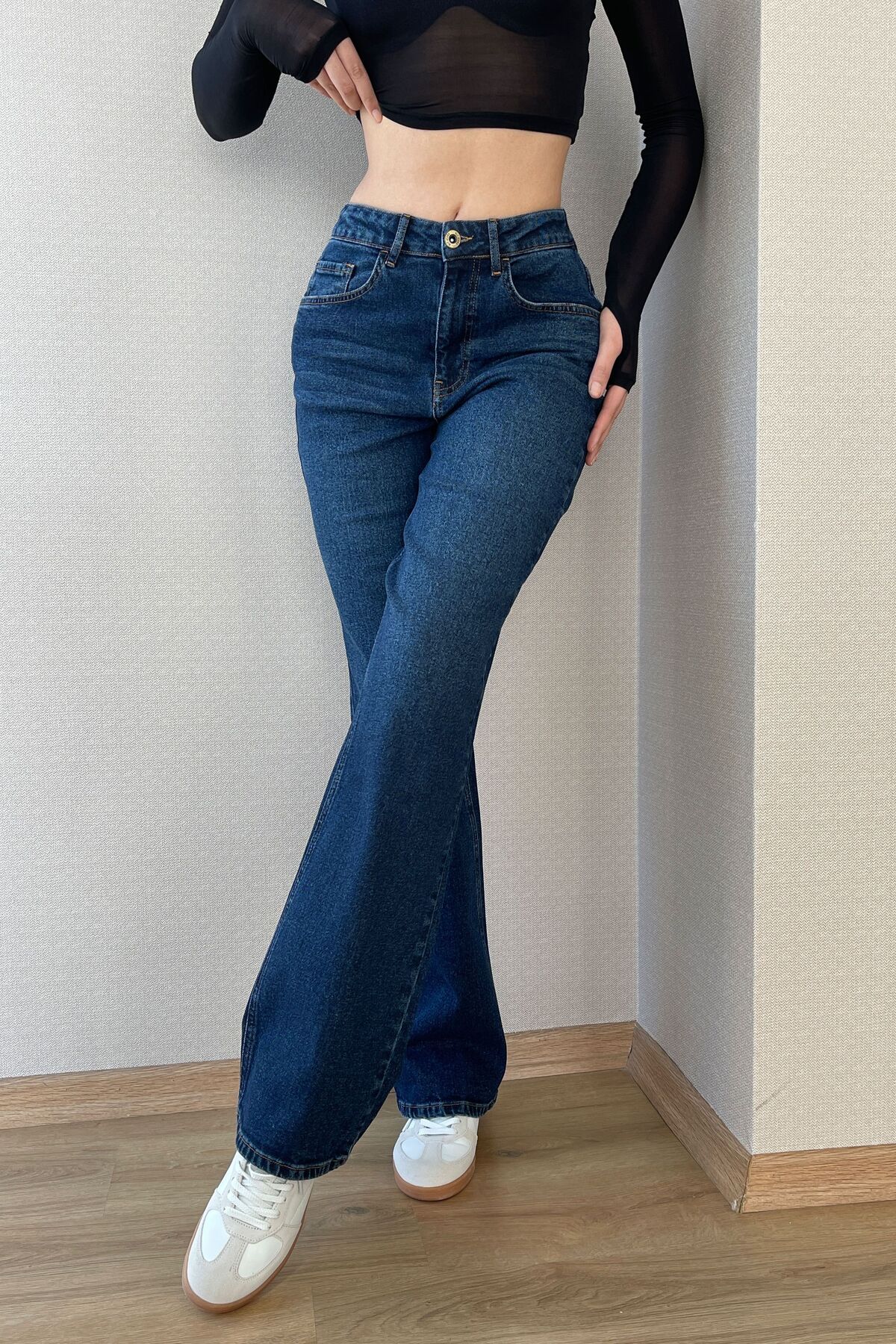 Koyu Mavi Kadın Wide Leg Jean Yüksek Bel Palazzo Likralı Esnek Kot Pantolon Jessica-kymavi Koyu Mavi Kadın Wide Leg Jean Yüksek Bel Palazzo Likralı Esnek Kot Pantolon Jessica-kymavi