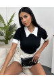 Kadın Siyah Polo Yaka Fitilli Örme Bluz Kadın Siyah Polo Yaka Fitilli Örme Bluz