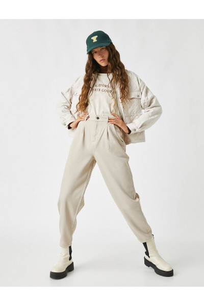 Yüksek Bel Pamuklu Slouchy Pantolon Yüksek Bel Pamuklu Slouchy Pantolon