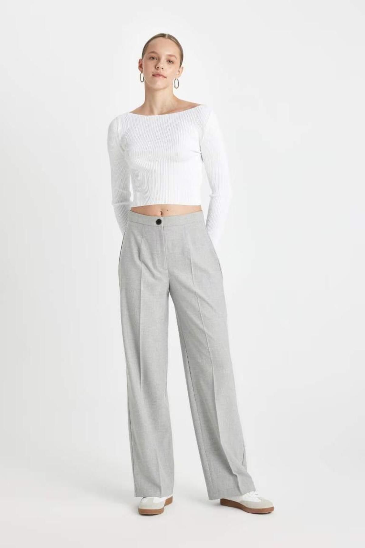 Standart Boy Pantolon Wide Leg Geniş Bol Paça Basic Düz Yüksek Bel C6402ax24au Standart Boy Pantolon Wide Leg Geniş Bol Paça Basic Düz Yüksek Bel C6402ax24au