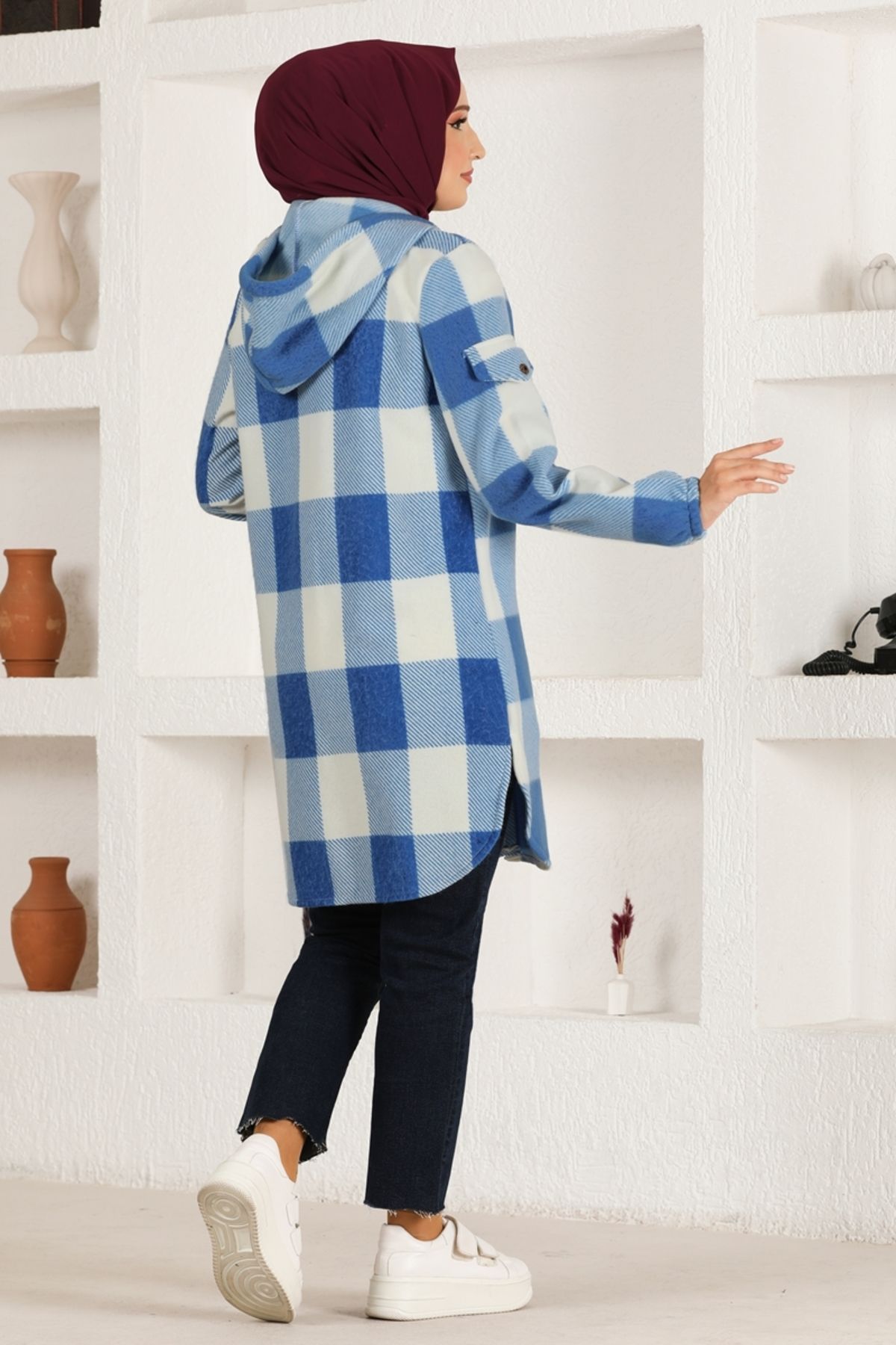 Kapüşonlu Triko Tunik HDL5150 İndigo Kapüşonlu Triko Tunik HDL5150 İndigo