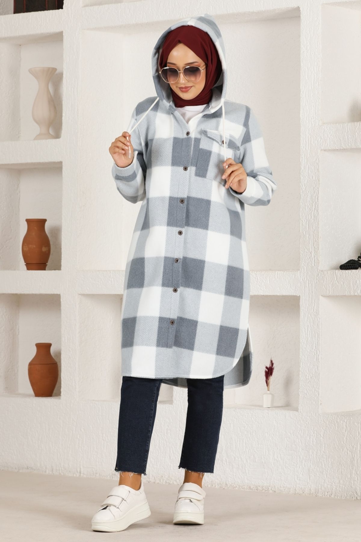 Kapüşonlu Tunik HDL5111 Gri Kapüşonlu Tunik HDL5111 Gri