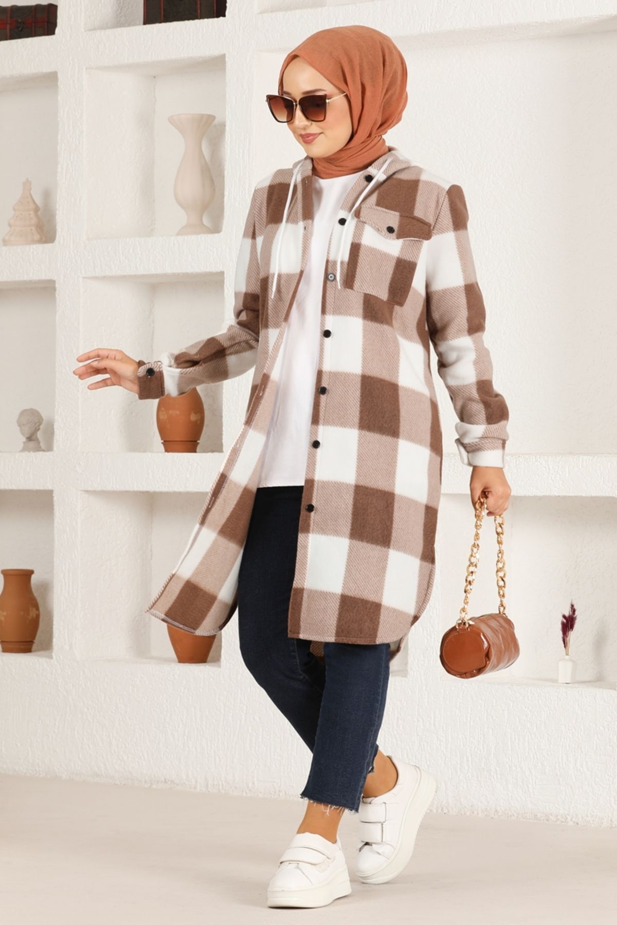 Kapüşonlu Tunik HDL5111 Kahverengi Kapüşonlu Tunik HDL5111 Kahverengi