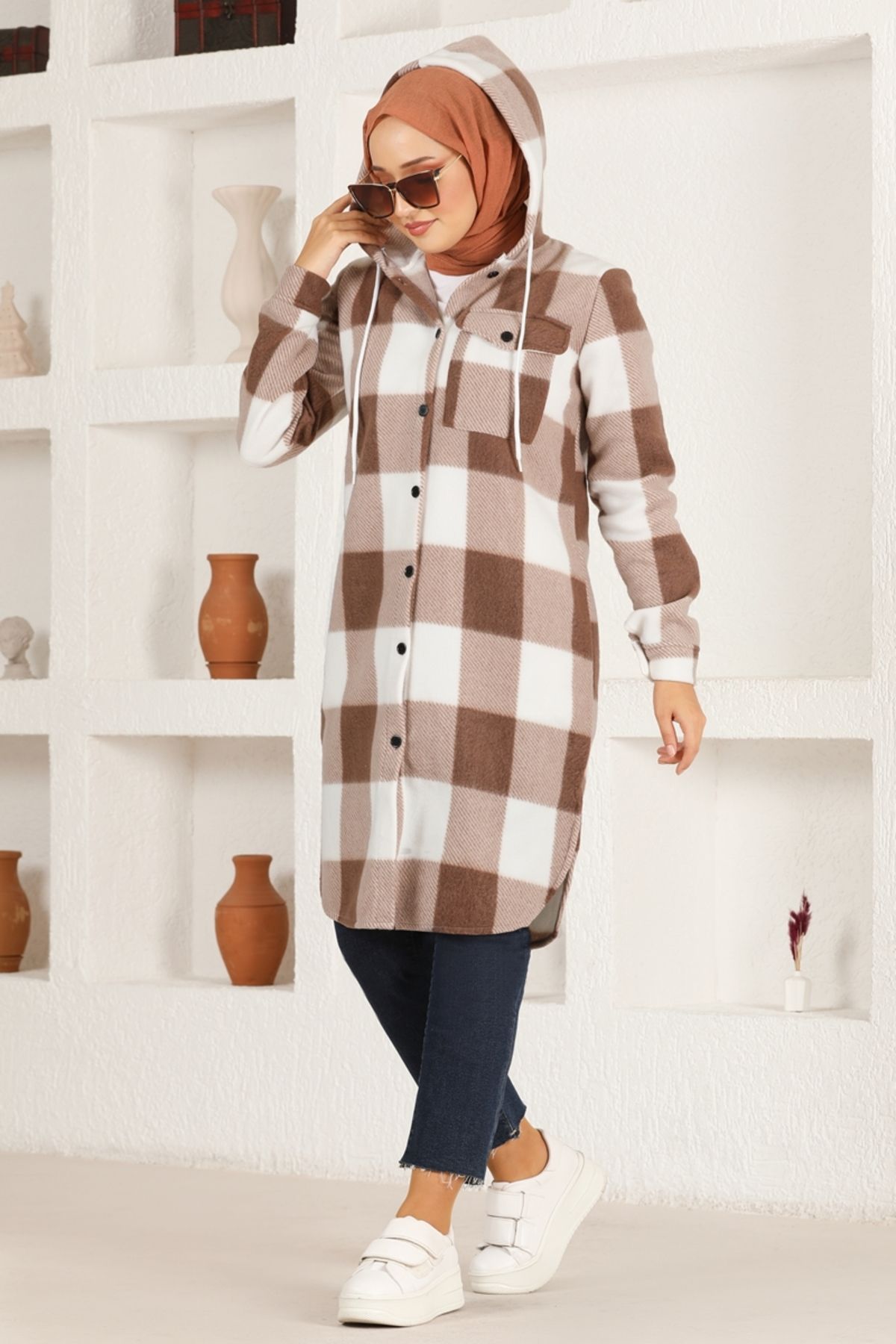 Kapüşonlu Tunik HDL5111 Kahverengi Kapüşonlu Tunik HDL5111 Kahverengi