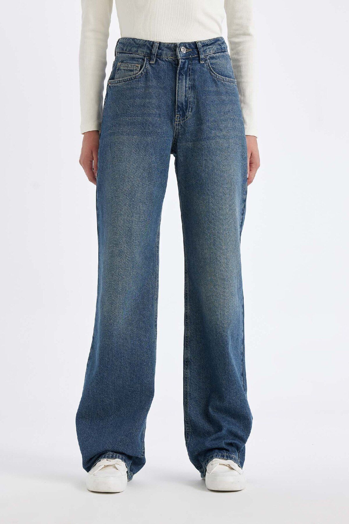Straight Wide Yüksek Bel Uzun Jean Yıkamalı Pantolon D4317ax24au Straight Wide Yüksek Bel Uzun Jean Yıkamalı Pantolon D4317ax24au