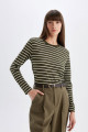 Regular Fit Bisiklet Yaka Çizgili Casual Uzun Kollu Tişört A9254ax24au