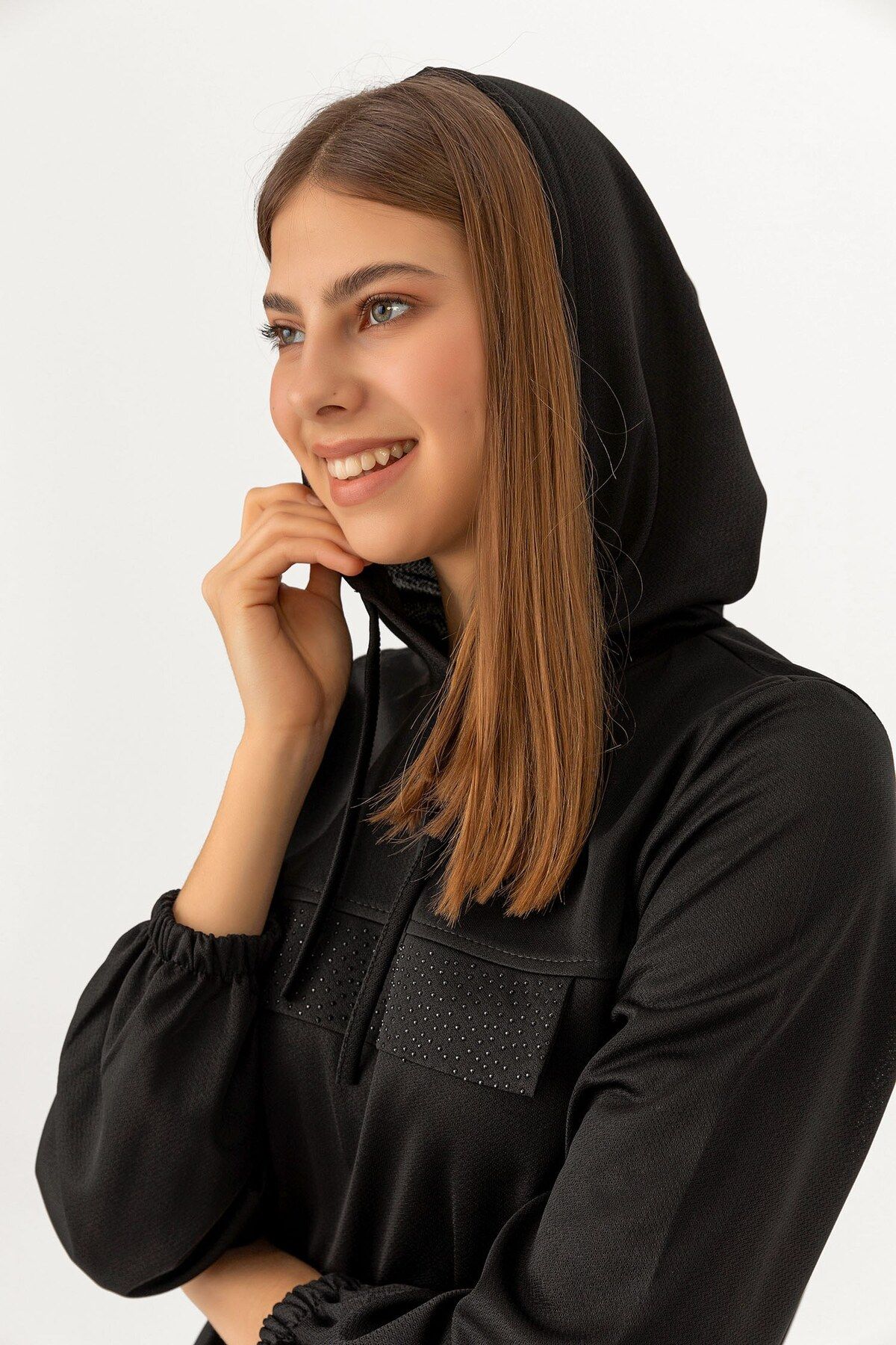 Kapüşonlu Tunik Siyah TFS3515 Kapüşonlu Tunik Siyah TFS3515