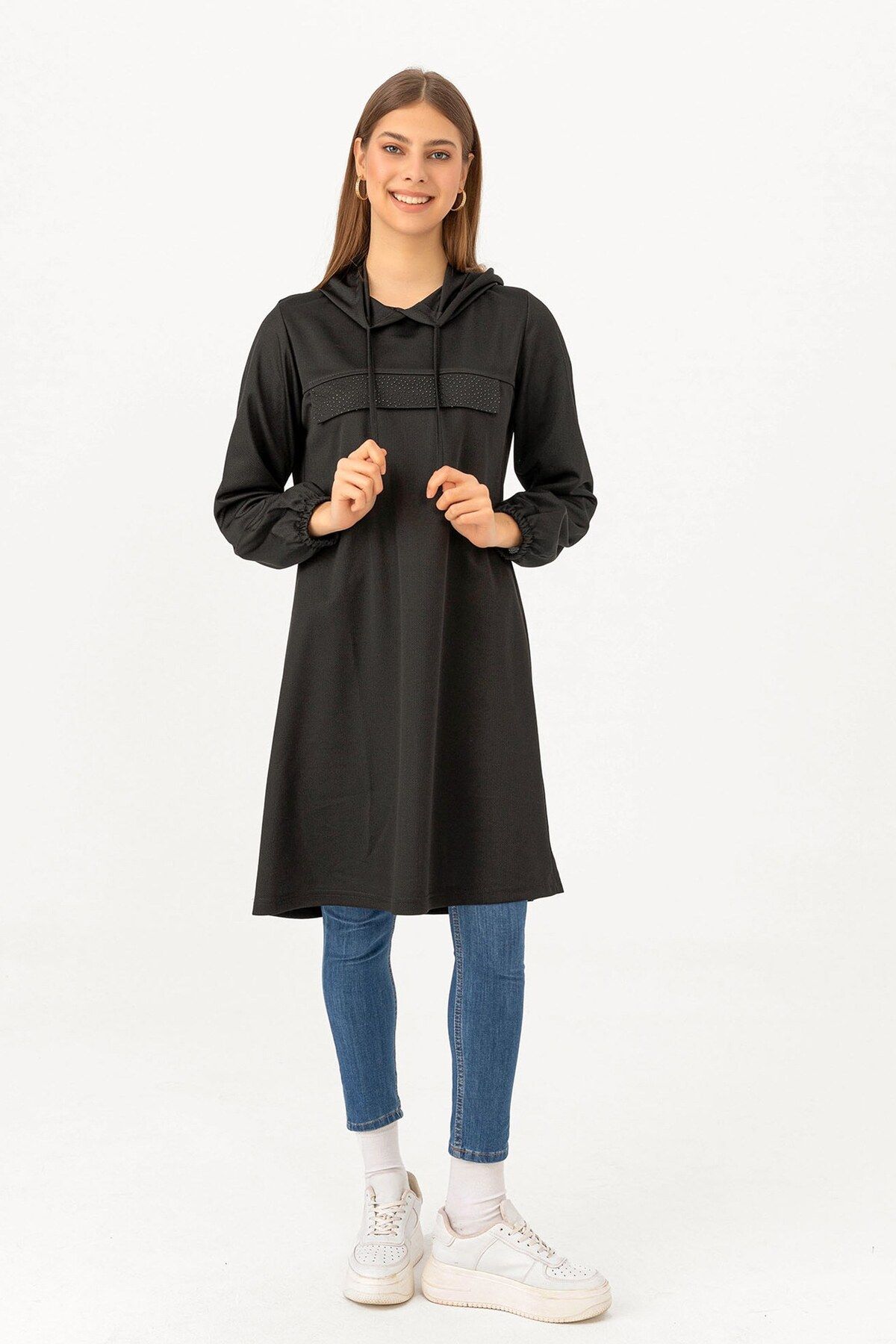 Kapüşonlu Tunik Siyah TFS3515 Kapüşonlu Tunik Siyah TFS3515