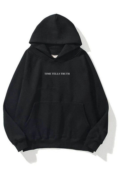 Unisex Time Tells Truth Sweatshirt Hoodie Siyah Unisex Time Tells Truth Sweatshirt Hoodie Siyah