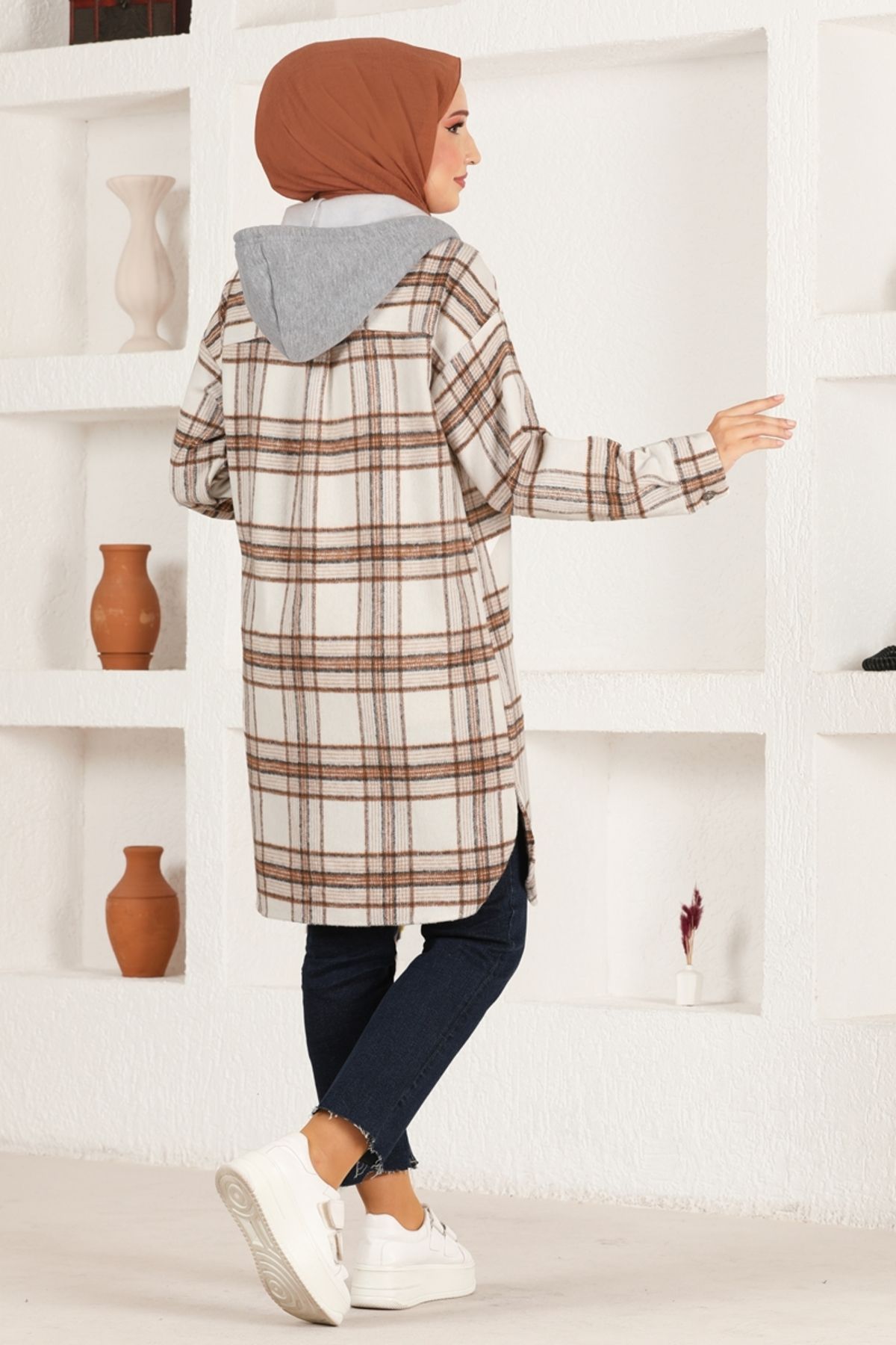 Kapüşonlu Tunik PLV3511 Kahverengi Kapüşonlu Tunik PLV3511 Kahverengi