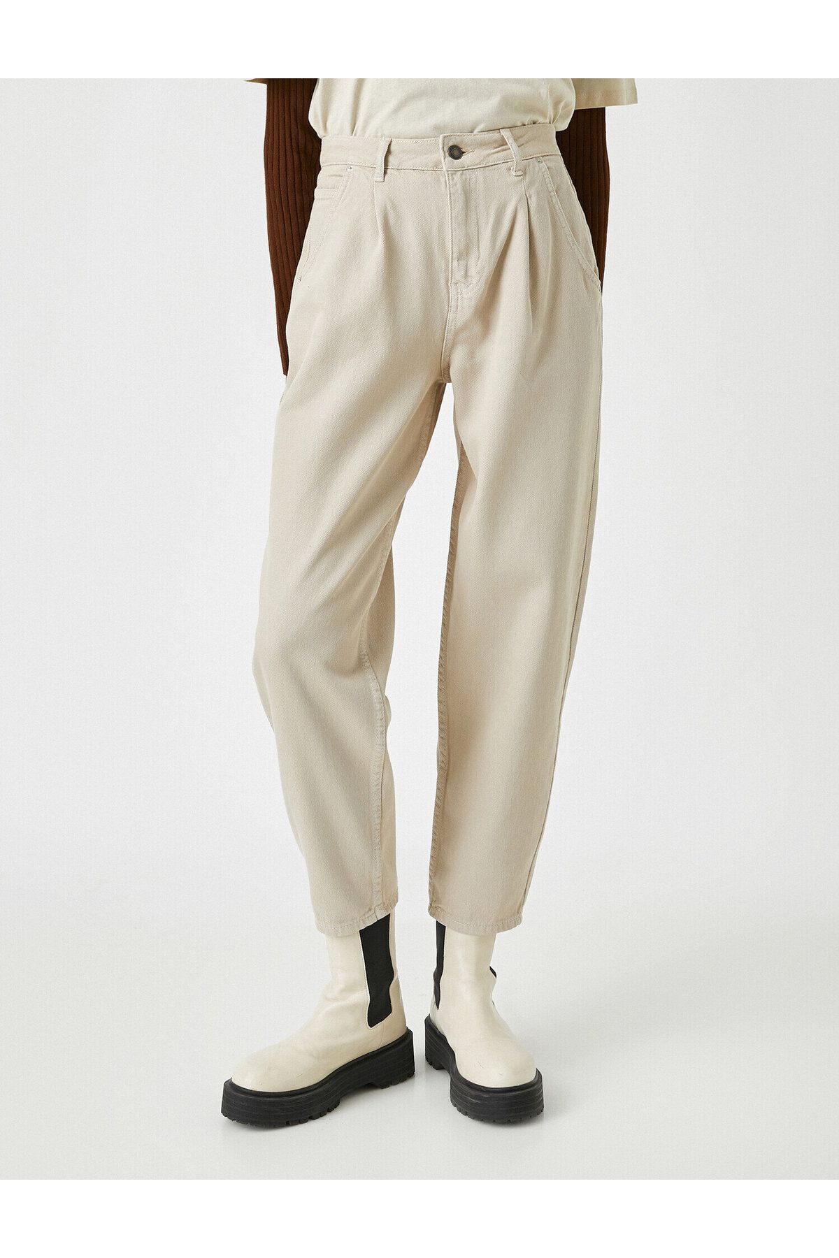 Yüksek Bel Pamuklu Slouchy Pantolon Yüksek Bel Pamuklu Slouchy Pantolon
