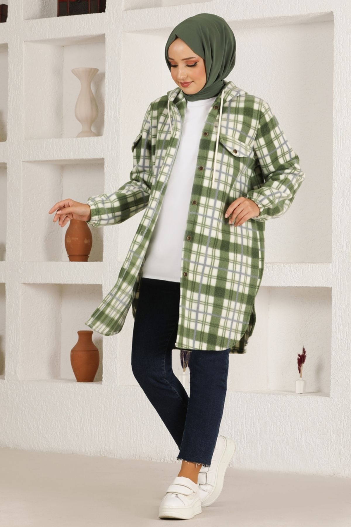 Kapüşonlu Triko Tunik HDL5150 Haki Kapüşonlu Triko Tunik HDL5150 Haki