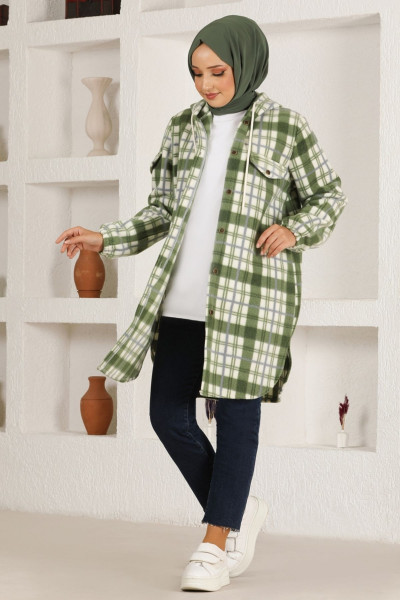 Kapüşonlu Triko Tunik HDL5150 Haki Kapüşonlu Triko Tunik HDL5150 Haki