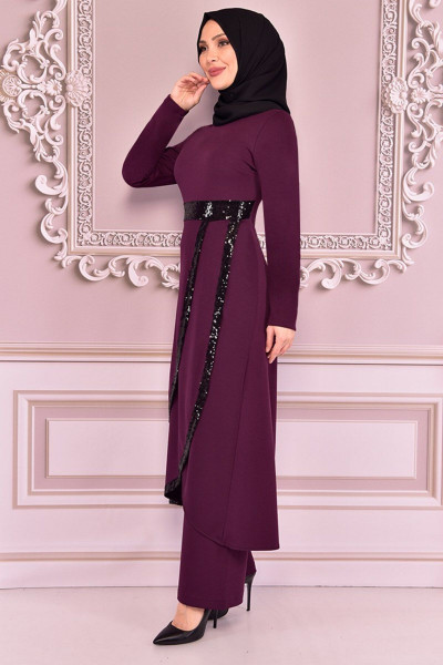 Pullu Kombin Mürdüm Asm7031