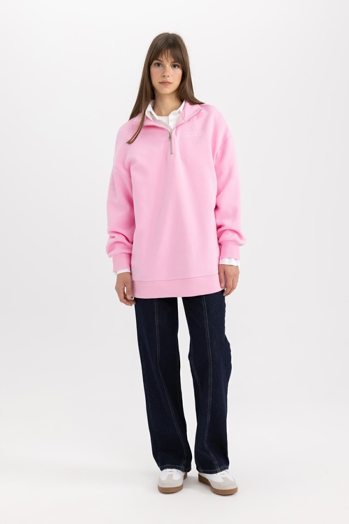 Regular Fit Polo Yaka Baskılı Içi Yumuşak Tüylü Sweatshirt Tunik C5419ax24sp Regular Fit Polo Yaka Baskılı Içi Yumuşak Tüylü Sweatshirt Tunik C5419ax24sp