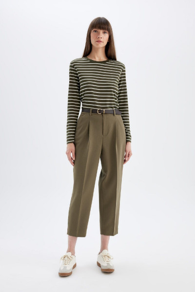 Regular Fit Bisiklet Yaka Çizgili Casual Uzun Kollu Tişört A9254ax24au