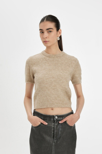 Regular Fit Bisiklet Yaka Premium Basic Düz Kısa Kollu Kazak C9049ax24wn Regular Fit Bisiklet Yaka Premium Basic Düz Kısa Kollu Kazak C9049ax24wn