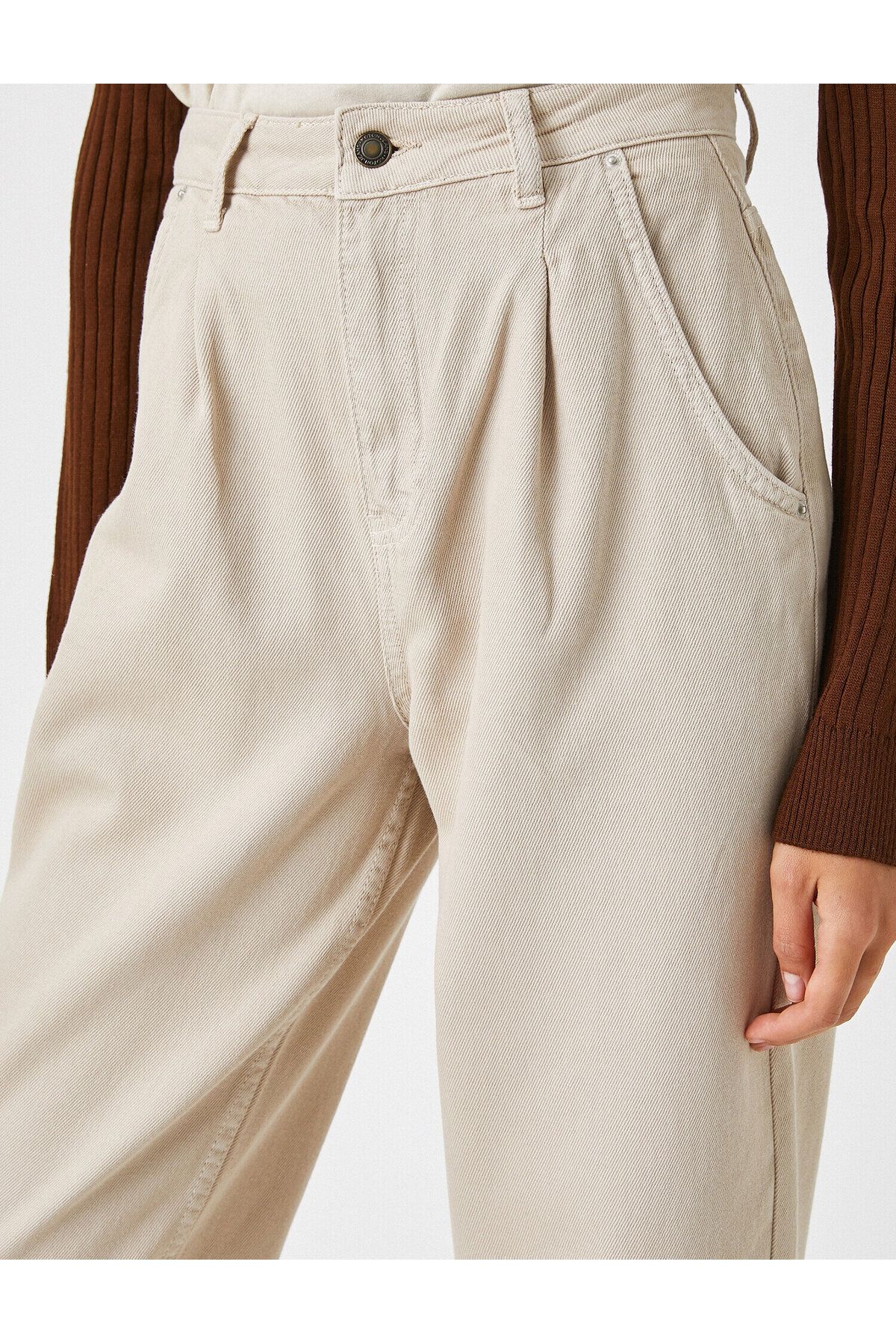 Yüksek Bel Pamuklu Slouchy Pantolon Yüksek Bel Pamuklu Slouchy Pantolon