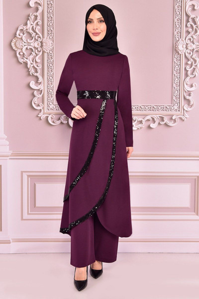 Pullu Kombin Mürdüm Asm7031