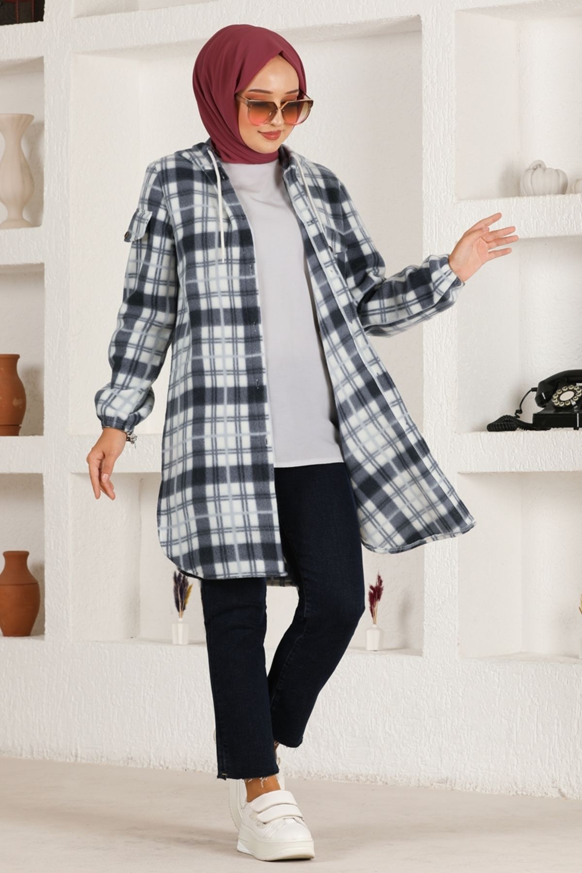 Kapüşonlu Triko Tunik HDL5150 Lacivert Kapüşonlu Triko Tunik HDL5150 Lacivert