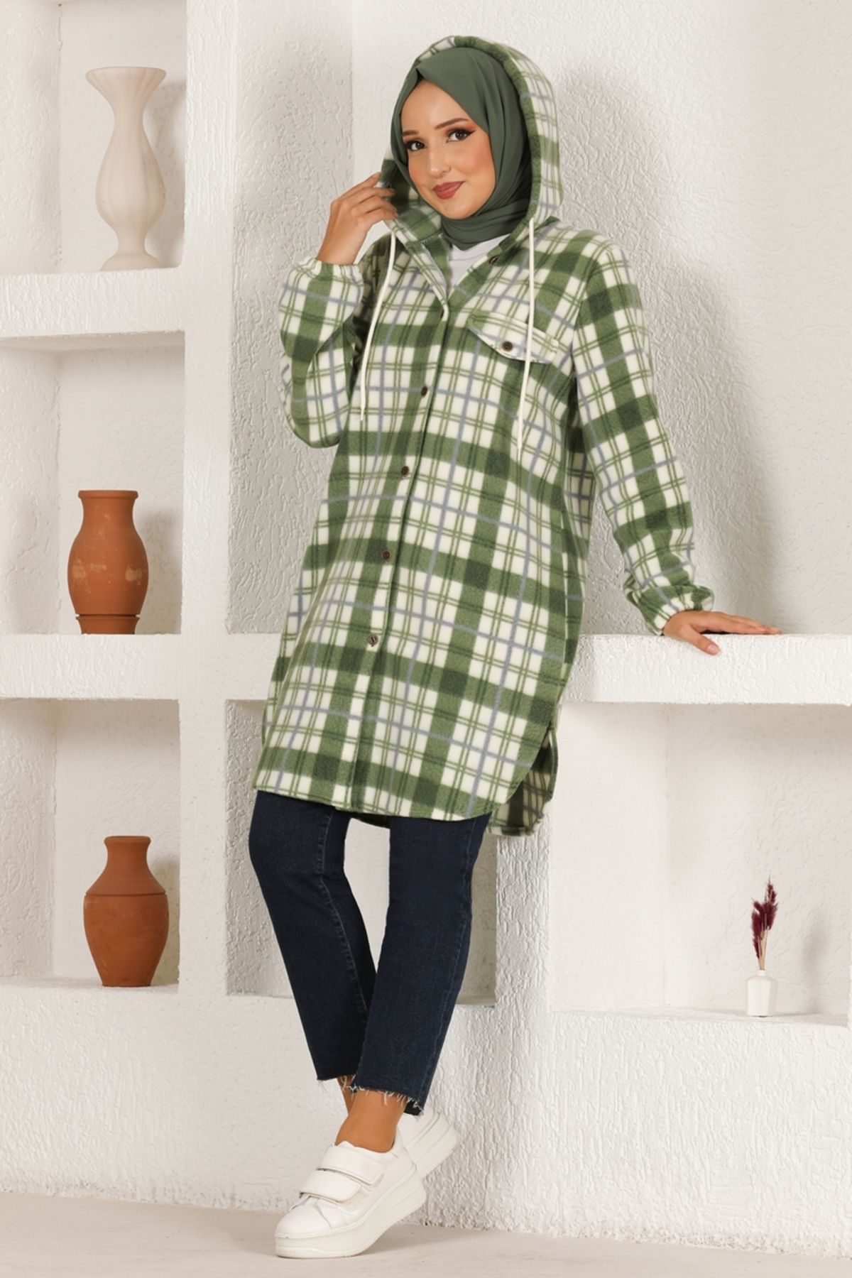 Kapüşonlu Triko Tunik HDL5150 Haki Kapüşonlu Triko Tunik HDL5150 Haki