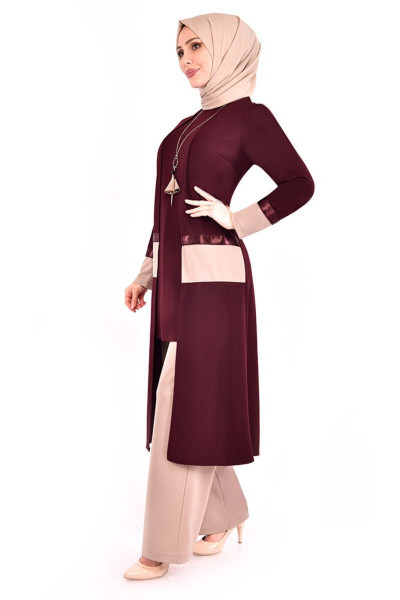 Kolyeli Kombin Bordo Asm2325