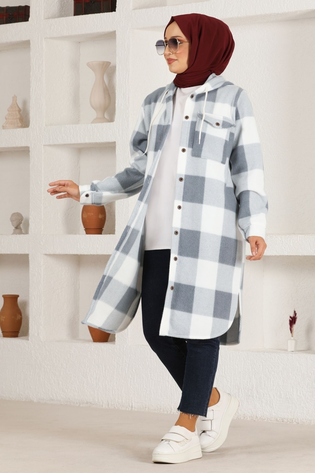 Kapüşonlu Tunik HDL5111 Gri Kapüşonlu Tunik HDL5111 Gri