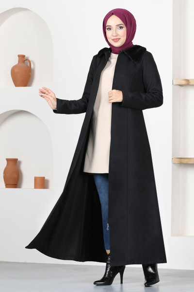 Kürklü Kaşe Kaban End5563 Siyah Kürklü Kaşe Kaban End5563 Siyah