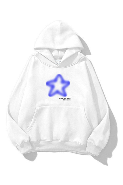 Unisex Chase Your Stars Sweatshirt Beyaz Unisex Chase Your Stars Sweatshirt Beyaz