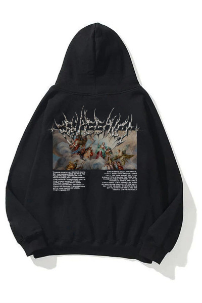 Unisex Angel Sweatshirt Hoodie Siyah