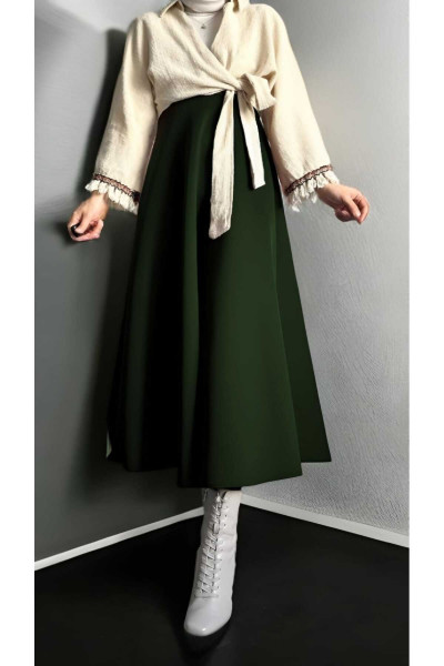 Puf Scuba Zümrüt Etek Puf Scuba Zümrüt Etek