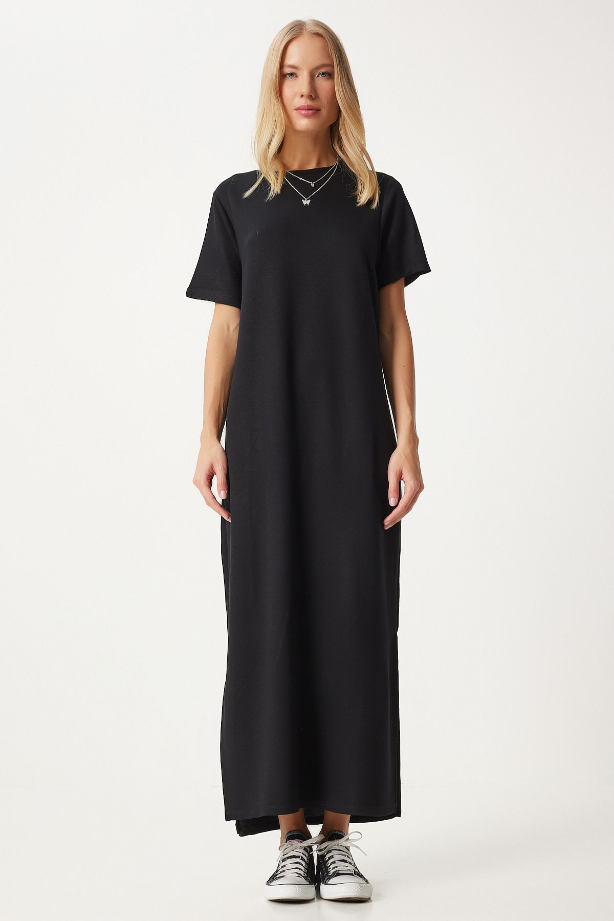 Yandan Yırtmaçlı Yazlık Uzun Örme Elbise Siyah Lhw0002 Yandan Yırtmaçlı Yazlık Uzun Örme Elbise Siyah Lhw0002