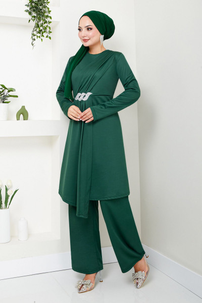 Kemeri Taş Detaylı Takım 269DVL897 Zümrüt