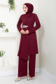 Kemeri Taş Detaylı Takım 269DVL897 Bordo Kemeri Taş Detaylı Takım 269DVL897 Bordo